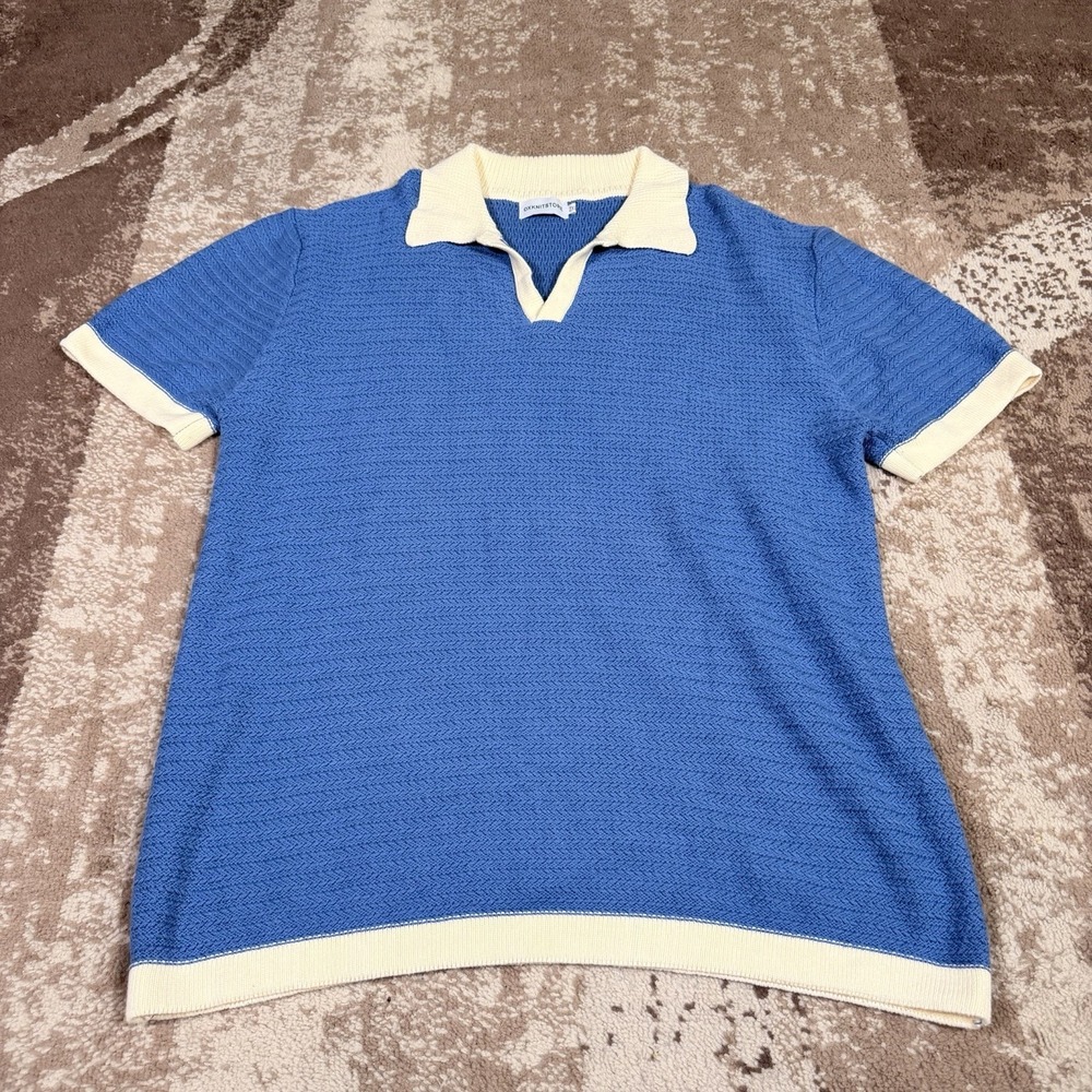 Oxknit Polo Men 2XL Blue 70's Retro Hippie Fashion Short Sleeve